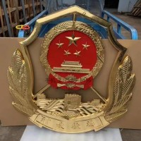 深圳执法管理徽镂空银色警徽制作生产室外大型徽章厂家